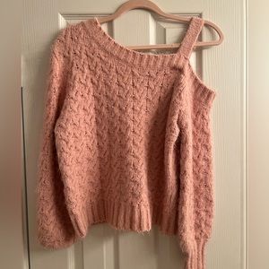 Buckle Willow & Root Pink One Shoulder Chenille Sweater